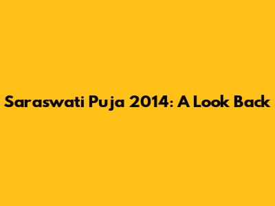 Saraswati Puja 2014: A Look Back
