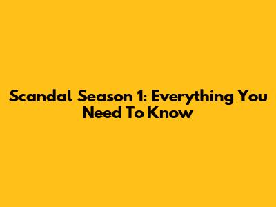 Scandal Season 1: Everything You Need To Know