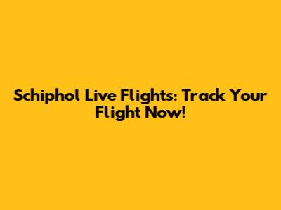 Schiphol Live Flights: Track Your Flight Now!