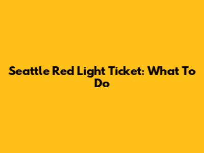 Seattle Red Light Ticket: What To Do