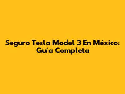 Seguro Tesla Model 3 En México: Guía Completa