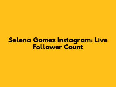 Selena Gomez Instagram: Live Follower Count