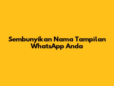 Sembunyikan Nama Tampilan WhatsApp Anda