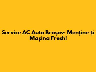 Service AC Auto Brașov: Menține-ți Mașina Fresh!