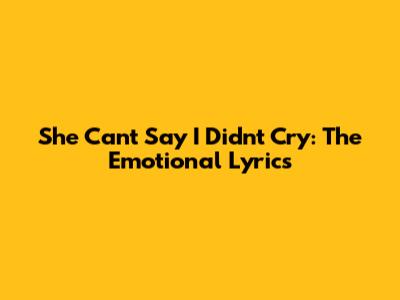 She Can't Say I Didn't Cry: The Emotional Lyrics
