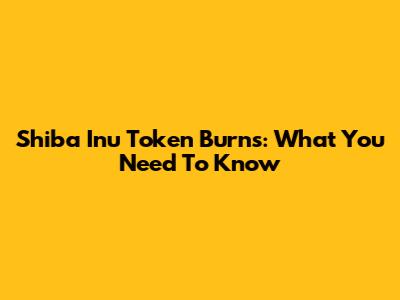 Shiba Inu Token Burns: What You Need To Know