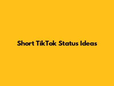 Short TikTok Status Ideas