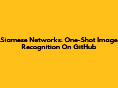 Siamese Networks: One-Shot Image Recognition On GitHub