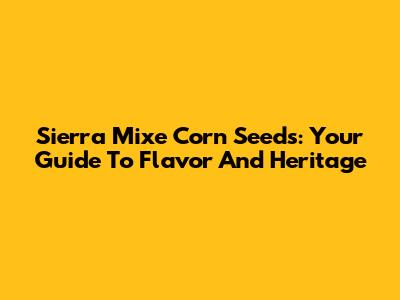 Sierra Mixe Corn Seeds: Your Guide To Flavor And Heritage