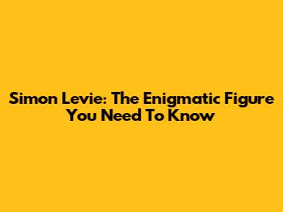 Simon Levie: The Enigmatic Figure You Need To Know