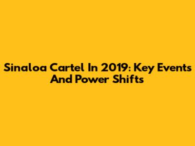 Sinaloa Cartel In 2019: Key Events And Power Shifts