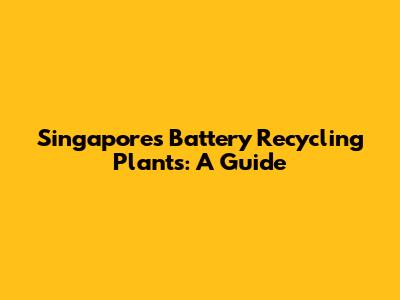 Singapore's Battery Recycling Plants: A Guide