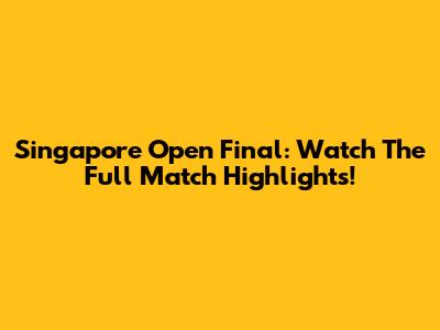 Singapore Open Final: Watch The Full Match Highlights!