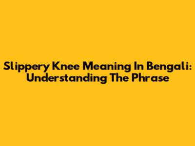 Slippery Knee Meaning In Bengali: Understanding The Phrase