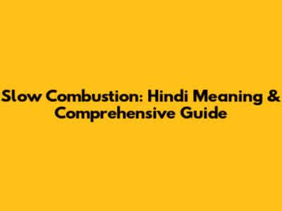 Slow Combustion: Hindi Meaning & Comprehensive Guide