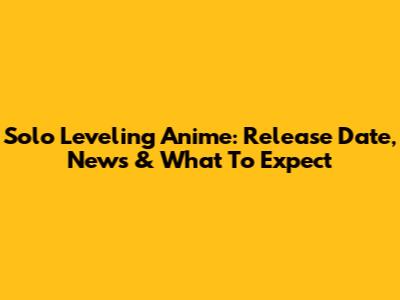 Solo Leveling Anime: Release Date, News & What To Expect