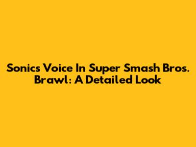 Sonic's Voice In Super Smash Bros. Brawl: A Detailed Look