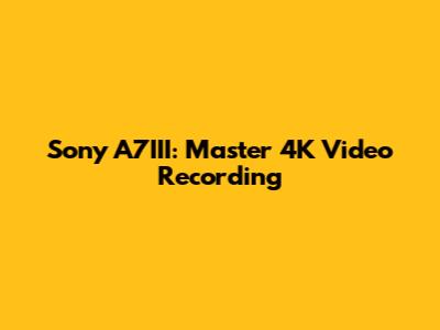 Sony A7III: Master 4K Video Recording