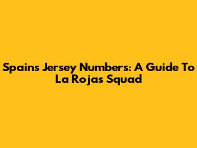 Spain's Jersey Numbers: A Guide To La Roja's Squad