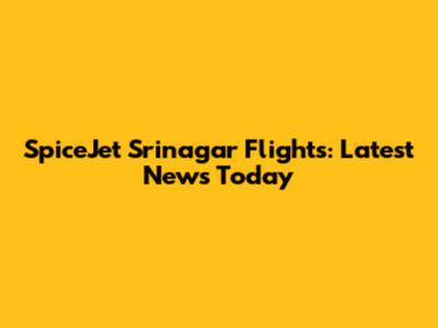 SpiceJet Srinagar Flights: Latest News Today