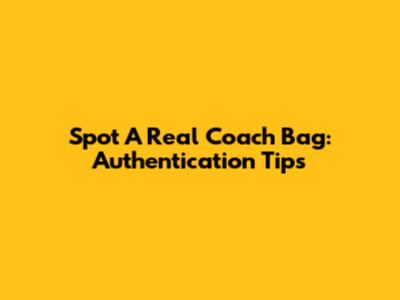 Spot A Real Coach Bag: Authentication Tips