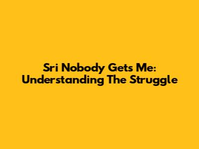 Sri Nobody Gets Me: Understanding The Struggle