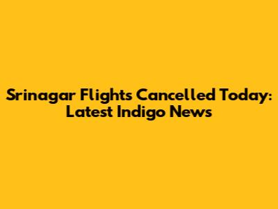 Srinagar Flights Cancelled Today: Latest Indigo News