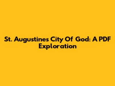 St. Augustine's City Of God: A PDF Exploration