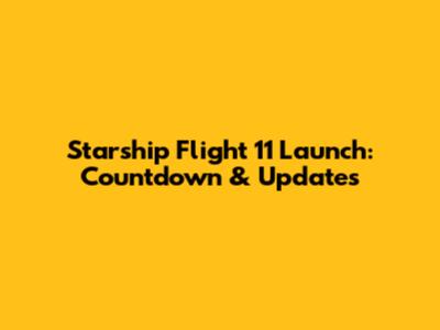 Starship Flight 11 Launch: Countdown & Updates