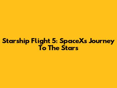 Starship Flight 5: SpaceX's Journey To The Stars