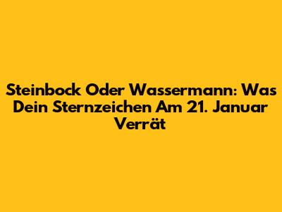 Steinbock Oder Wassermann: Was Dein Sternzeichen Am 21. Januar Verrät