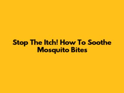 Stop The Itch! How To Soothe Mosquito Bites