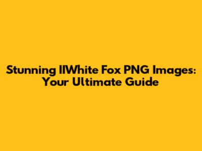 Stunning IIWhite Fox PNG Images: Your Ultimate Guide