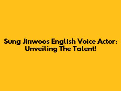 Sung Jinwoo's English Voice Actor: Unveiling The Talent!