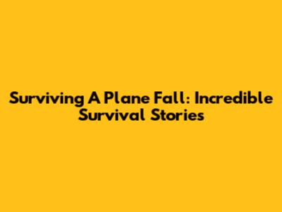 Surviving A Plane Fall: Incredible Survival Stories