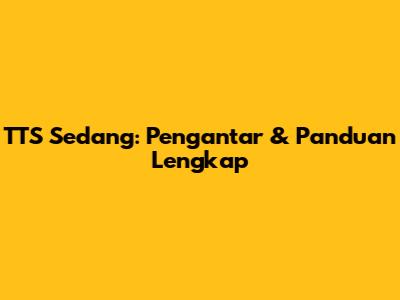 TTS Sedang: Pengantar & Panduan Lengkap