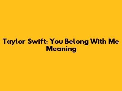 Taylor Swift: You Belong With Me Meaning