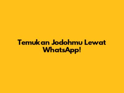 Temukan Jodohmu Lewat WhatsApp!
