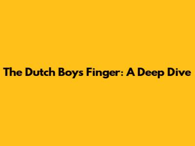 The Dutch Boy's Finger: A Deep Dive