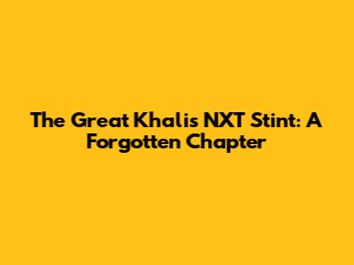 The Great Khali's NXT Stint: A Forgotten Chapter