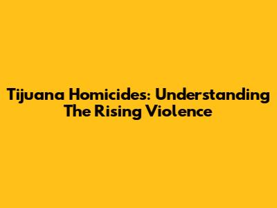 Tijuana Homicides: Understanding The Rising Violence