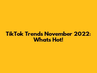 TikTok Trends November 2022: What's Hot!