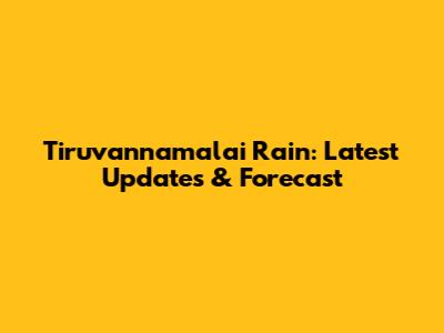 Tiruvannamalai Rain: Latest Updates & Forecast