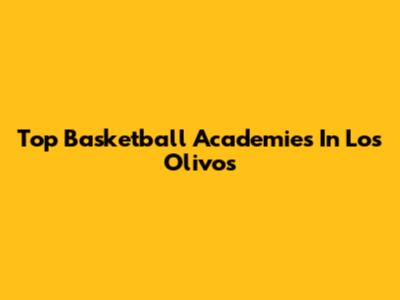 Top Basketball Academies In Los Olivos