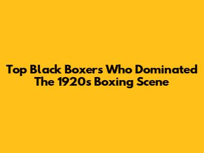 Top Black Boxers Who Dominated The 1920s Boxing Scene