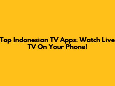 Top Indonesian TV Apps: Watch Live TV On Your Phone!