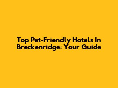 Top Pet-Friendly Hotels In Breckenridge: Your Guide