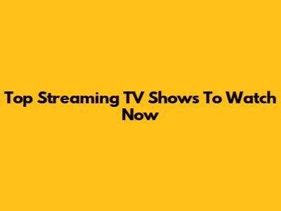 Top Streaming TV Shows To Watch Now