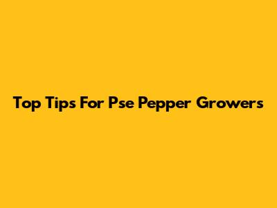 Top Tips For Pse Pepper Growers