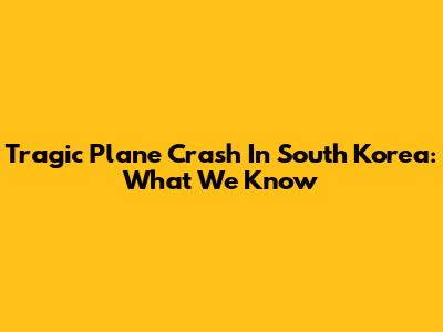 Tragic Plane Crash In South Korea: What We Know